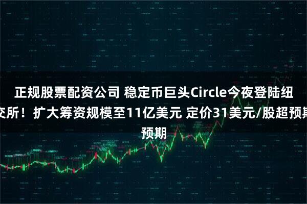 正规股票配资公司 稳定币巨头Circle今夜登陆纽交所！扩大筹资规模至11亿美元 定价31美元/股超预期